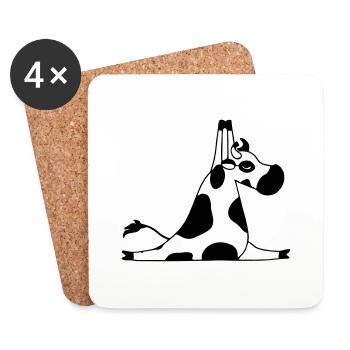 Kuh macht Yoga Yogaliebhaber Geschenkidee - Untersetzer (4er-Set) - Weiß - Vorne