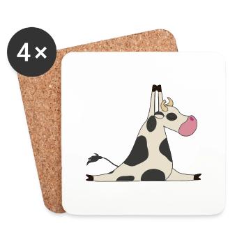 Kuh macht Yoga Yogaliebhaber Geschenkidee - Untersetzer (4er-Set) - Weiß - Vorne