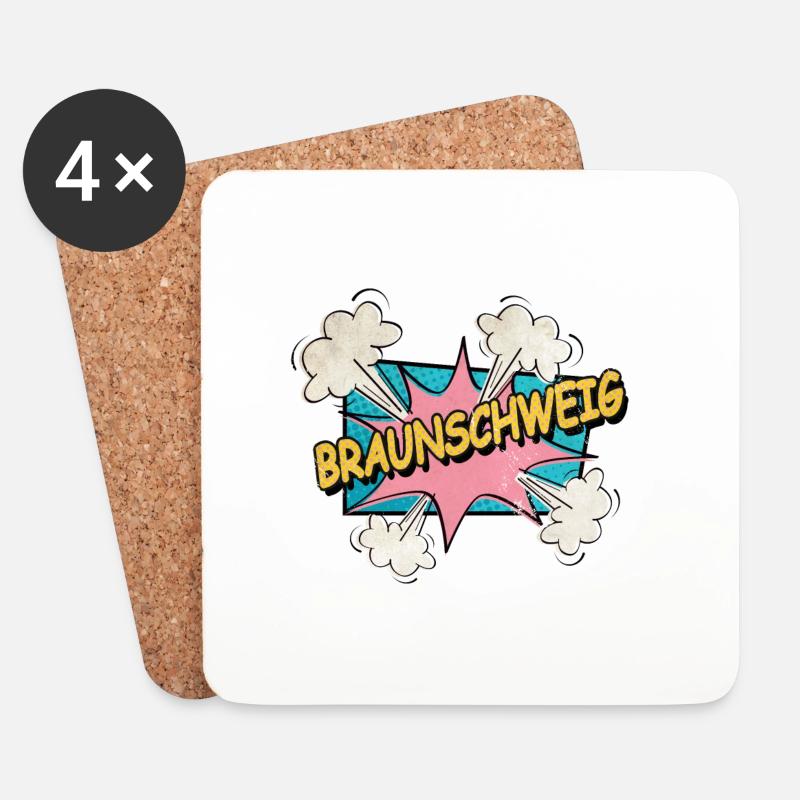 Braunschweig Deutschland Schrift Pop Art Comic - Untersetzer (4er-Set) - Weiß