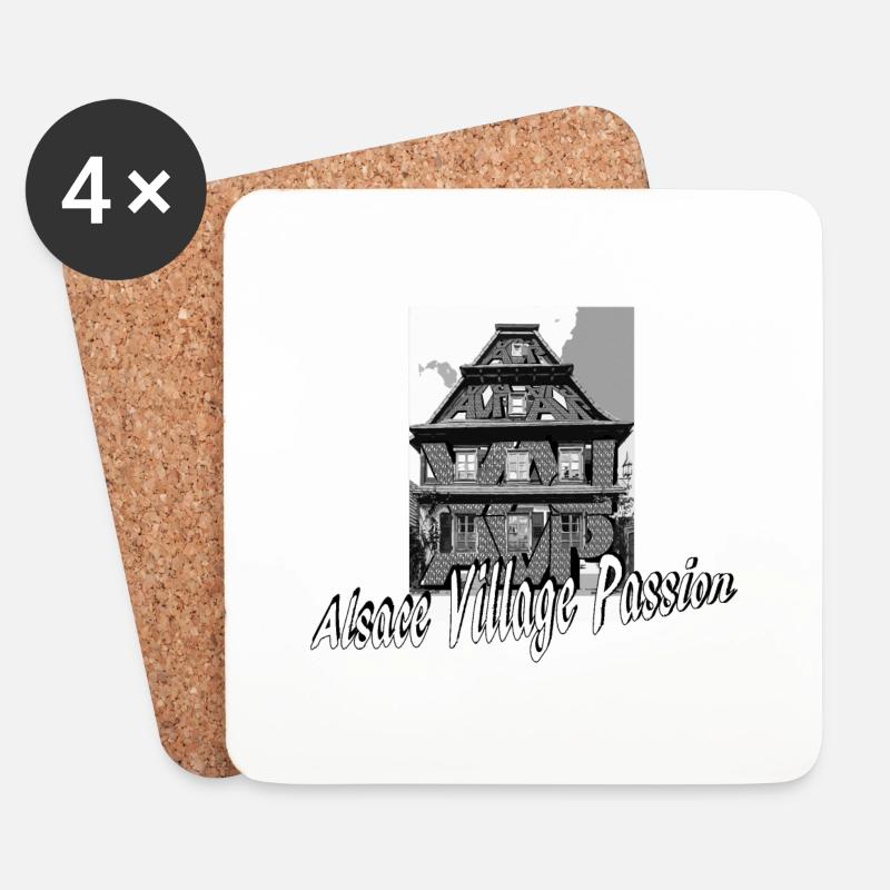 Elsässer Dorf Passion AVP Haus - Untersetzer (4er-Set) - Weiß