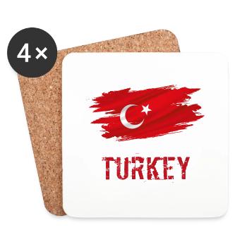 Flagge Patriot Geschenk Heimat Land Fahne Türkei - Untersetzer (4er-Set) - Weiß - Vorne