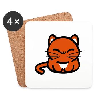Schmunzel Katze - Untersetzer (4er-Set) - Weiß - Vorne
