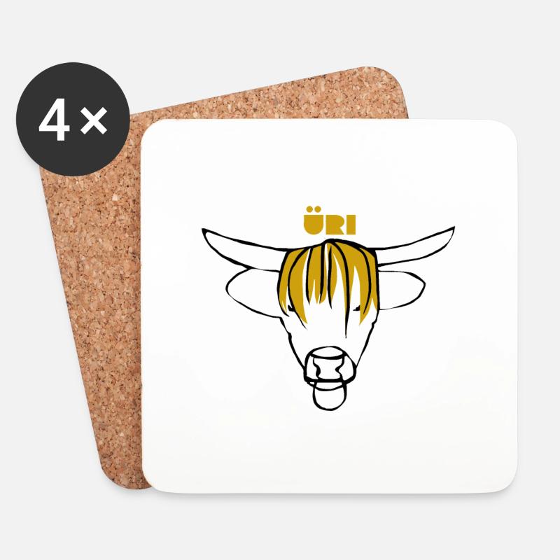 Stier - Untersetzer (4er-Set) - Weiß