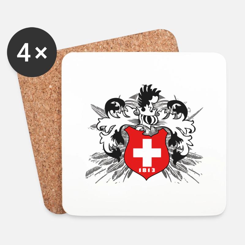 Schweiz T-Shirt oder Hoodie bedrucken und texten - Untersetzer (4er-Set) - Weiß