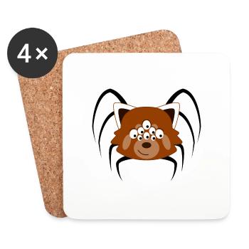 Red panda disguised as spider for Halloween - Coasters (set of 4) - white - Front