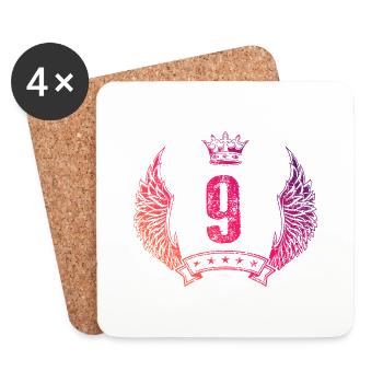 9 Couronne de numéros - Dessous de verre (lot de 4) - blanc - Devant