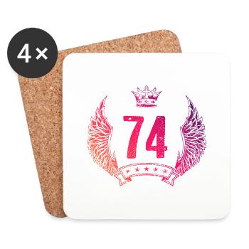 74 Number crown - Coasters (set of 4) - white - Front