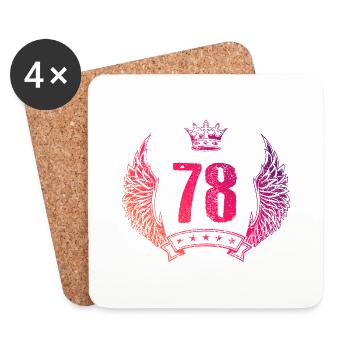 78 Couronne numérique - Dessous de verre (lot de 4) - blanc - Devant