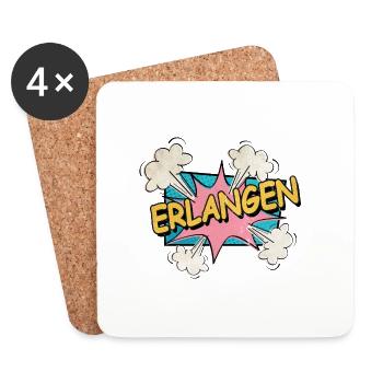 Erlangen Allemagne City Font Pop Art Comic - Dessous de verre (lot de 4) - blanc - Devant