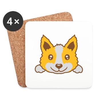 Mignon petit chien design - Dessous de verre (lot de 4) - blanc - Devant