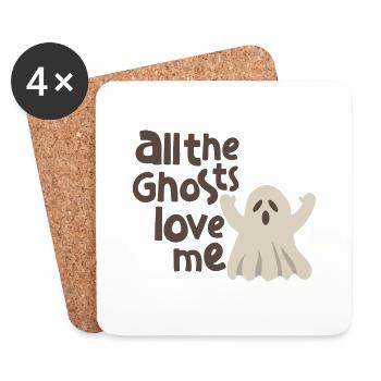 Halloween tous les fantômes m'aiment fantôme mignon - Dessous de verre (lot de 4) - blanc - Devant