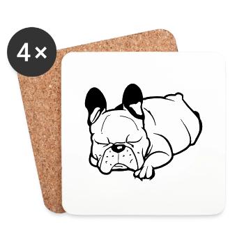 Schlafende Französische Bulldogge Faulenzer - Untersetzer (4er-Set) - Weiß - Vorne