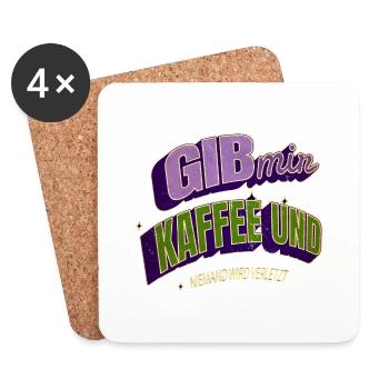 büro geek morgenmuffel süchtig kaffeebohne - Untersetzer (4er-Set) - Weiß - Vorne