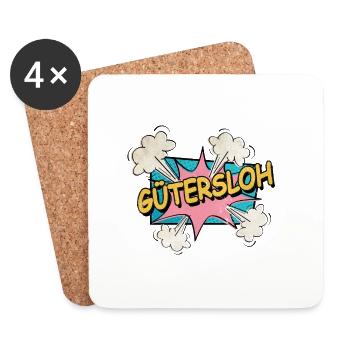 Gütersloh Germany City Font Pop Art Comic - Coasters (set of 4) - white - Front