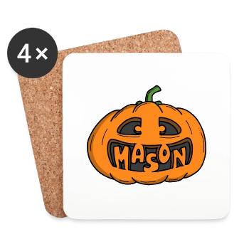 Mason Halloween Pumpkin - Coasters (set of 4) - white - Front