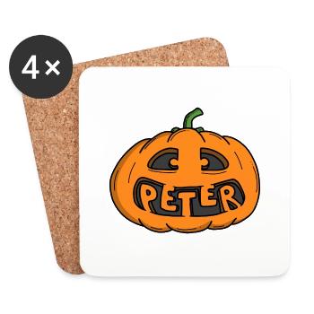 Peter Halloween Kürbis - Untersetzer (4er-Set) - Weiß - Vorne