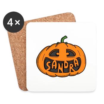 Sandra Halloween Kürbis - Untersetzer (4er-Set) - Weiß - Vorne