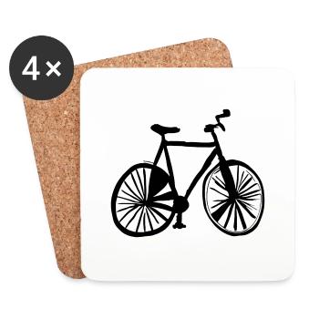 Bicycle Doodle Bicycles Cycling Vector 7 - Dessous de verre (lot de 4) - blanc - Devant