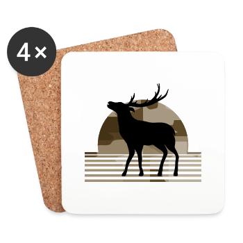 Cerf - Dessous de verre (lot de 4) - blanc - Devant