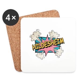 Hildesheim Allemagne City Font Pop Art Comic - Dessous de verre (lot de 4) - blanc - Devant
