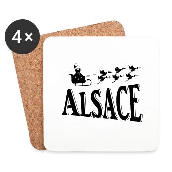Alsace Cigognes de Noël - Dessous de verre (lot de 4) - blanc - Devant
