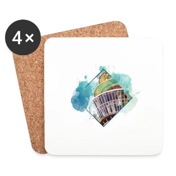Düsseldorf Allemagne City Skyline Splash Coloré - Dessous de verre (lot de 4) - blanc - Devant