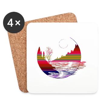 Paysages de forme géométrique - Dessous de verre (lot de 4) - blanc - Devant