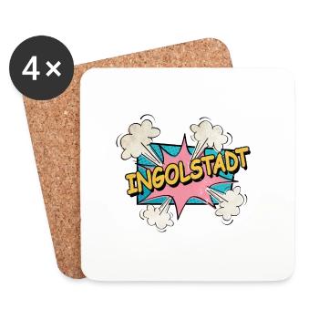 Ingolstadt Germany City Font Pop Art Comic - Coasters (set of 4) - white - Front