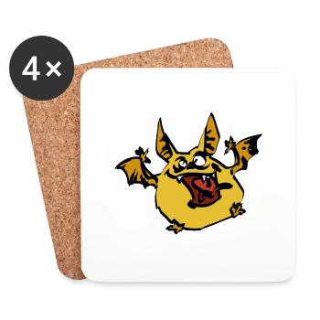 Small hairy monster with wings - Coasters (set of 4) - white - Front