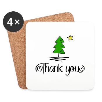 Thank you zu Weihnachten - Untersetzer (4er-Set) - Weiß - Vorne