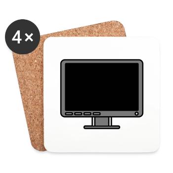 Icon Logo Computer Bildschirm - Untersetzer (4er-Set) - Weiß - Vorne