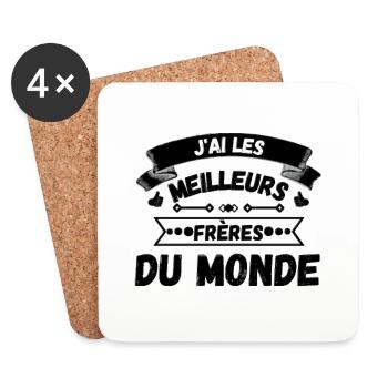 J'AI LES MEILLEURS FRERES DU MONDE - Dessous de verre (lot de 4) - blanc - Devant