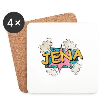 Jena Deutschland Stadt Schrift Pop Art Comic - Untersetzer (4er-Set) - Weiß - Vorne