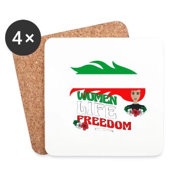 Cute Iranian Women - Women Life Freedom - Coasters (set of 4) - white - Front