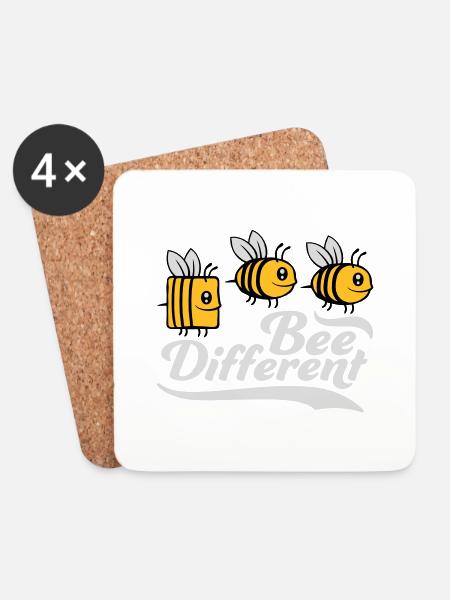 bee different Spruch Zitat - Untersetzer (4er-Set) - Weiß