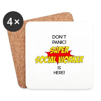 Super Social Worker / Super Sozialarbeiter - Untersetzer (4er-Set) - Weiß - Vorne