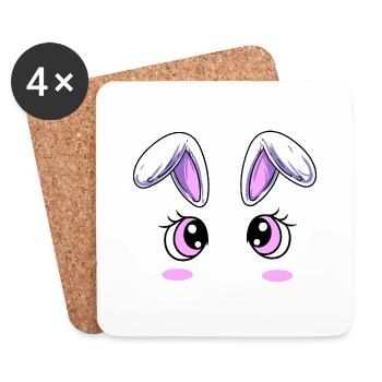 Mignon Conception des yeux du visage - Dessous de verre (lot de 4) - blanc - Devant