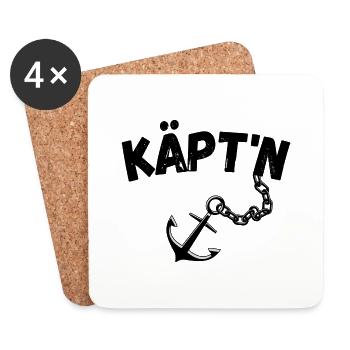 Käpt`n mit Anker - Untersetzer (4er-Set) - Weiß - Vorne