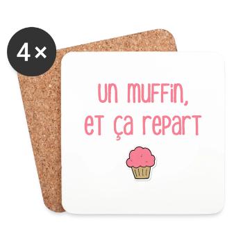 T-shirt humour Muffin - Dessous de verre (lot de 4) - blanc - Devant
