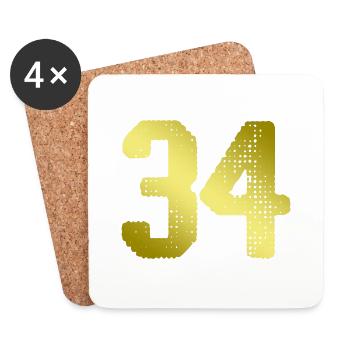 34 Number jersey - Coasters (set of 4) - white - Front