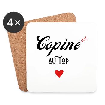 copine au top idée cadeau - Dessous de verre (lot de 4) - blanc - Devant