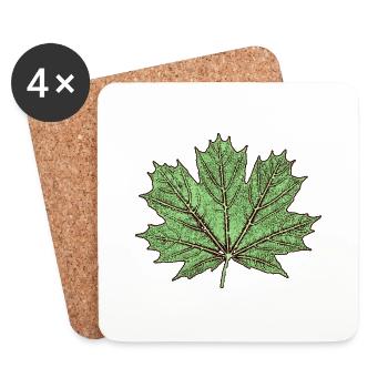 Maple leaf / érable feuille - Botanique - Dessous de verre (lot de 4) - blanc - Devant