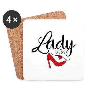 Conception du slogan de Lady boss. - Dessous de verre (lot de 4) - blanc - Devant