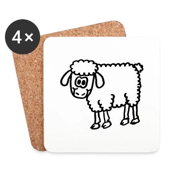 Cute sheep - Coasters (set of 4) - white - Front