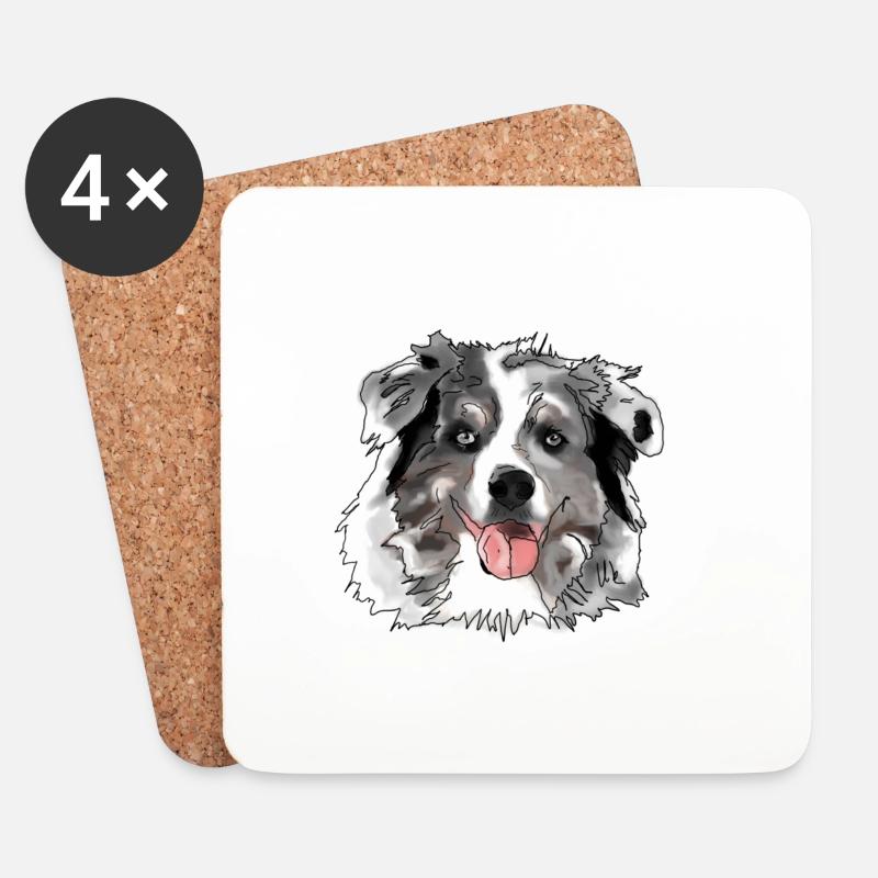Border Collie - Untersetzer (4er-Set) - Weiß