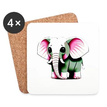 Kleiner Elefant Cartoon niedlich Liebe Abenteuer 6 - Untersetzer (4er-Set) - Weiß - Vorne