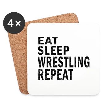Eat sleep Wrestling repeat for Wrestling lovers - Coasters (set of 4) - white - Front