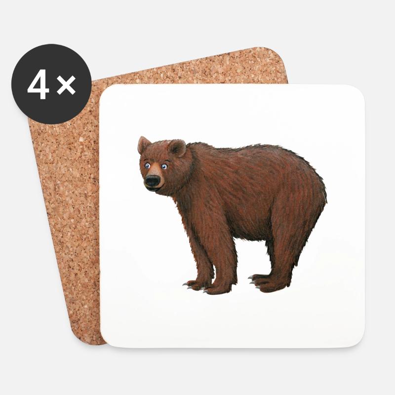 brown bear - Coasters (set of 4) - white