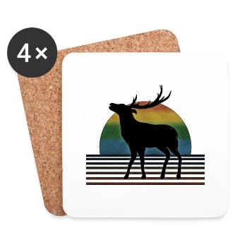 Cerf - Dessous de verre (lot de 4) - blanc - Devant