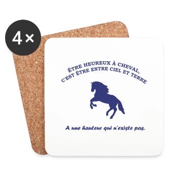 Heureux à cheval cavalier équitation - Dessous de verre (lot de 4) - blanc - Devant